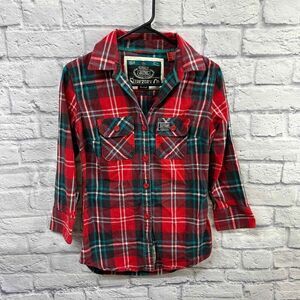 Superdry Red Plaid Button Down Shirt
